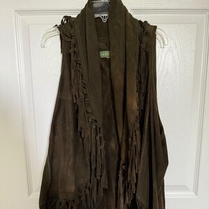 American Canyon Olive Suede Fringe Vest